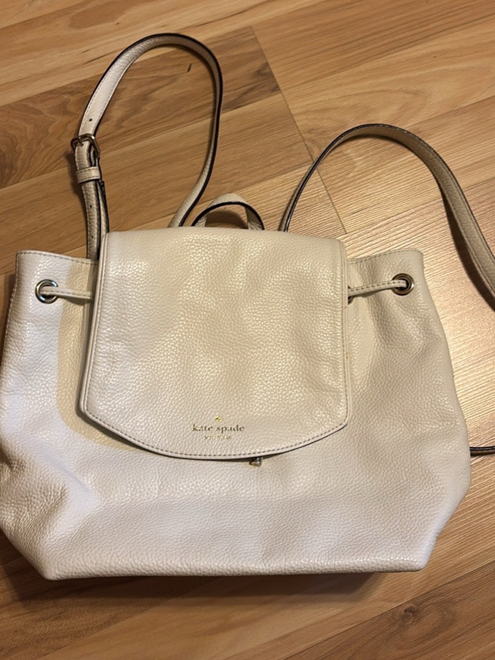 kate spade white leather backpack